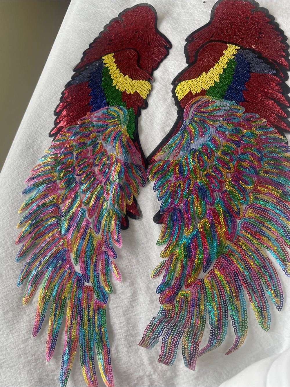 Multicolor Sequin Angel Wing Appliqués